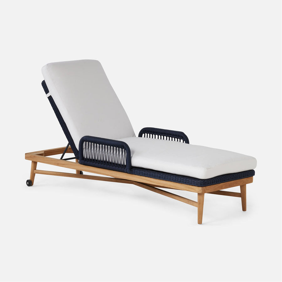 Made Goods Hendrick Teak Outdoor Chaise Lounge in Alsek Fabric