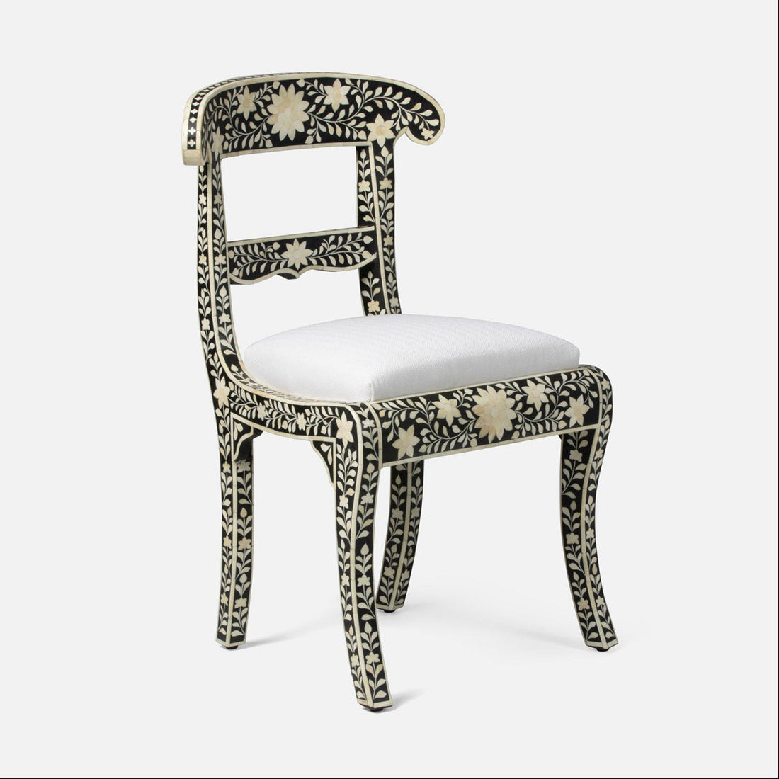 Made Goods Ines Rajasthan Bone Inlay Accent Chair in Black Resin