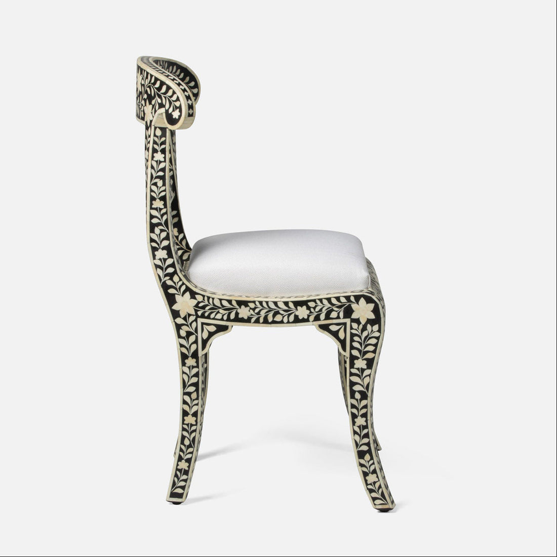 Made Goods Ines Rajasthan Bone Inlay Accent Chair in Black Resin