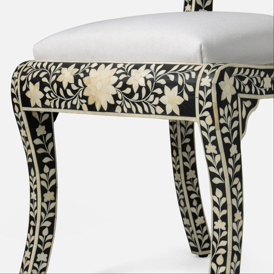 Made Goods Ines Rajasthan Bone Inlay Accent Chair in Black Resin