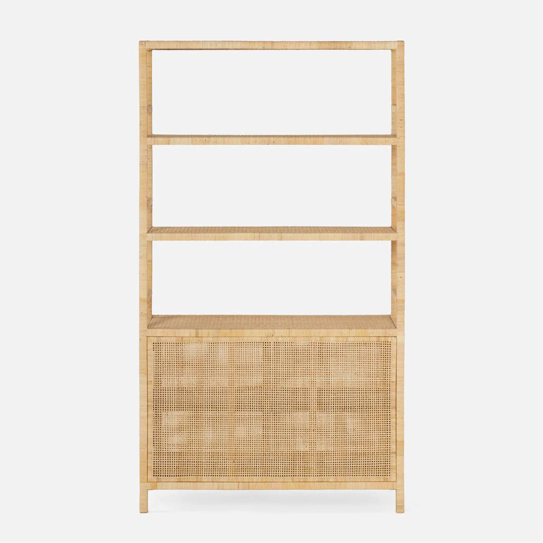 Made Goods Isla Woven Rattan Bookcase with Hutch