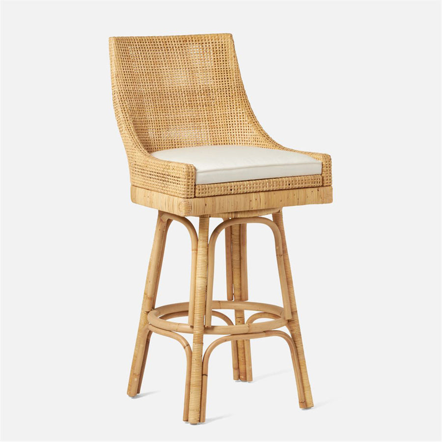 Made Goods Isla Woven Rattan Bar Stool in Lambro Boucle