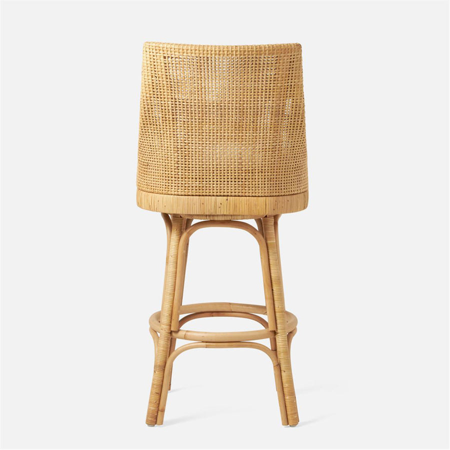 Made Goods Isla Woven Rattan Bar Stool in Klein Rayon/Cotton