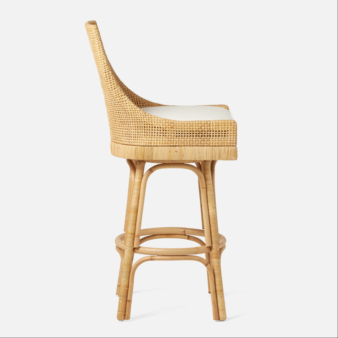 Made Goods Isla Woven Rattan Bar Stool in Bassac Leather