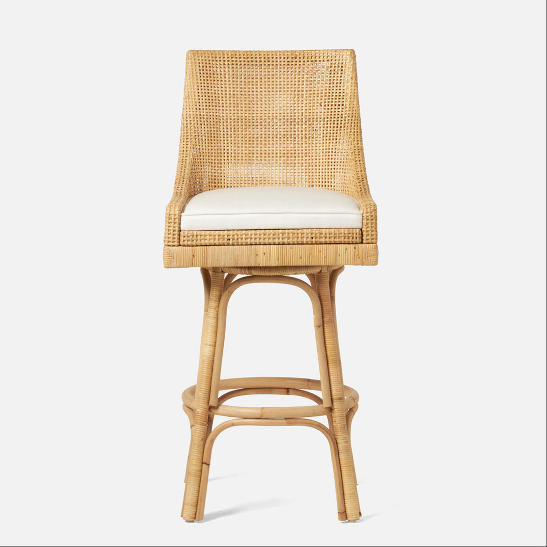 Made Goods Isla Woven Rattan Bar Stool in Brenta Cotton/Jute