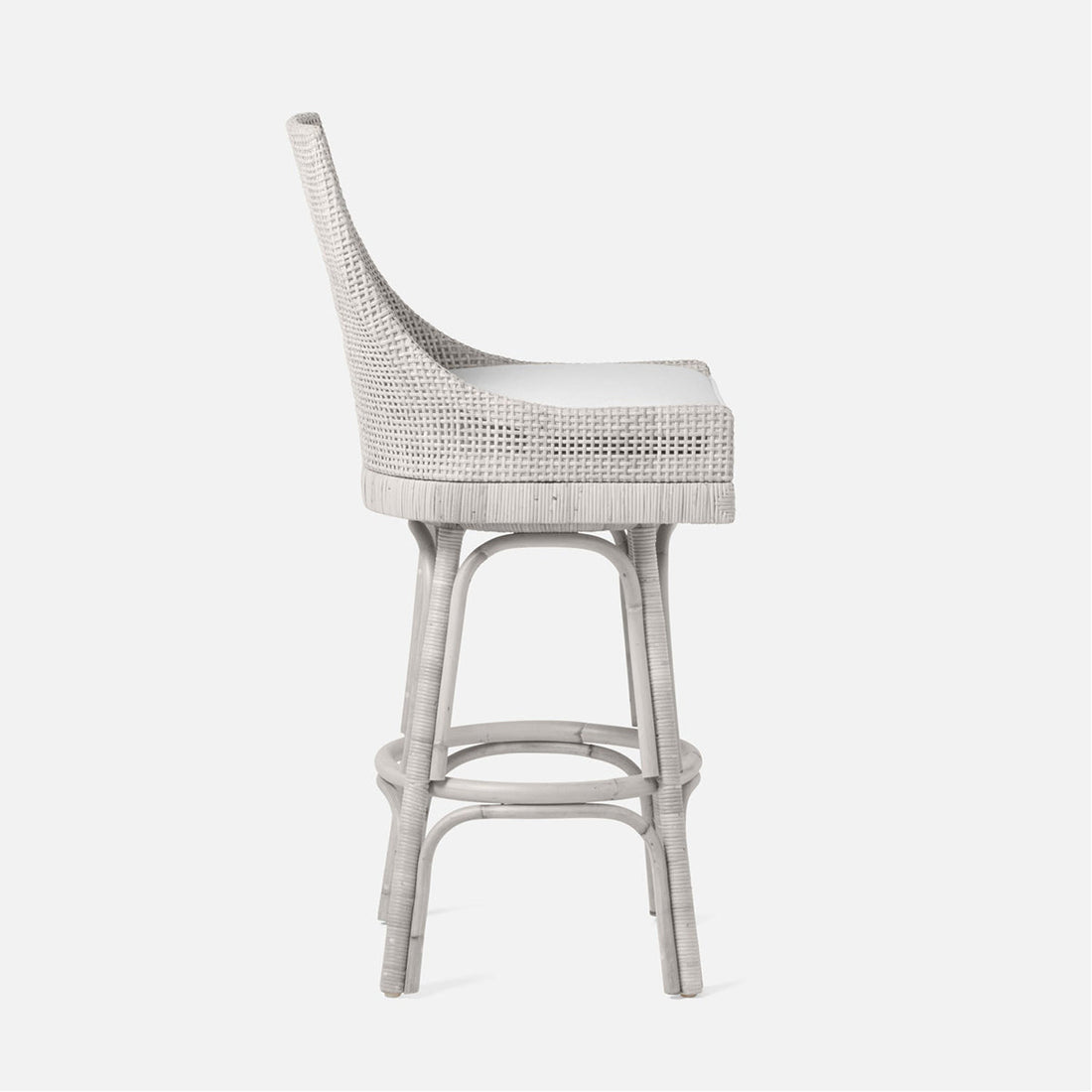 Made Goods Isla Woven Rattan Bar Stool in Kern Fabric