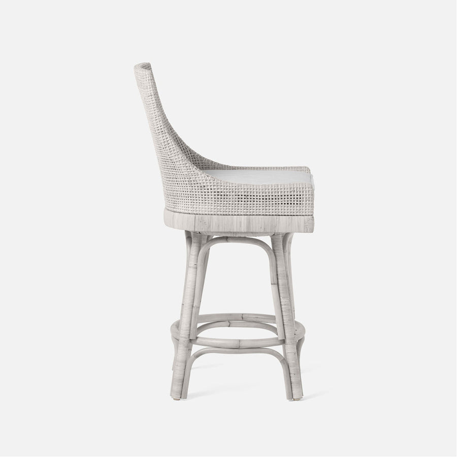 Made Goods Isla Woven Rattan Counter Stool in Severn Canvas