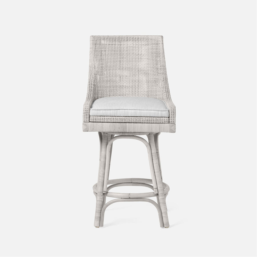 Made Goods Isla Woven Rattan Counter Stool in Klein Rayon/Cotton