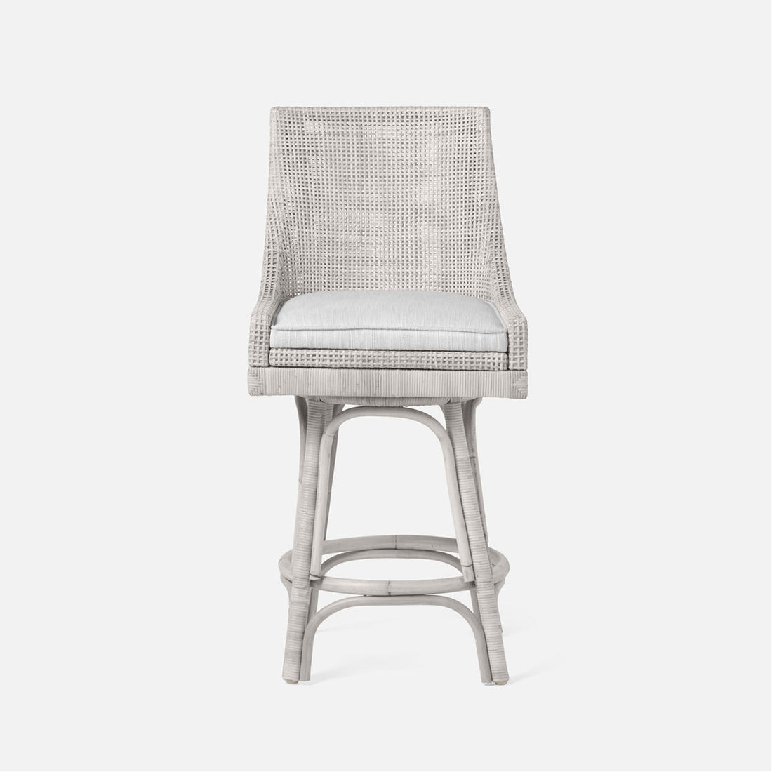 Made Goods Isla Woven Rattan Counter Stool in Arno Fabric