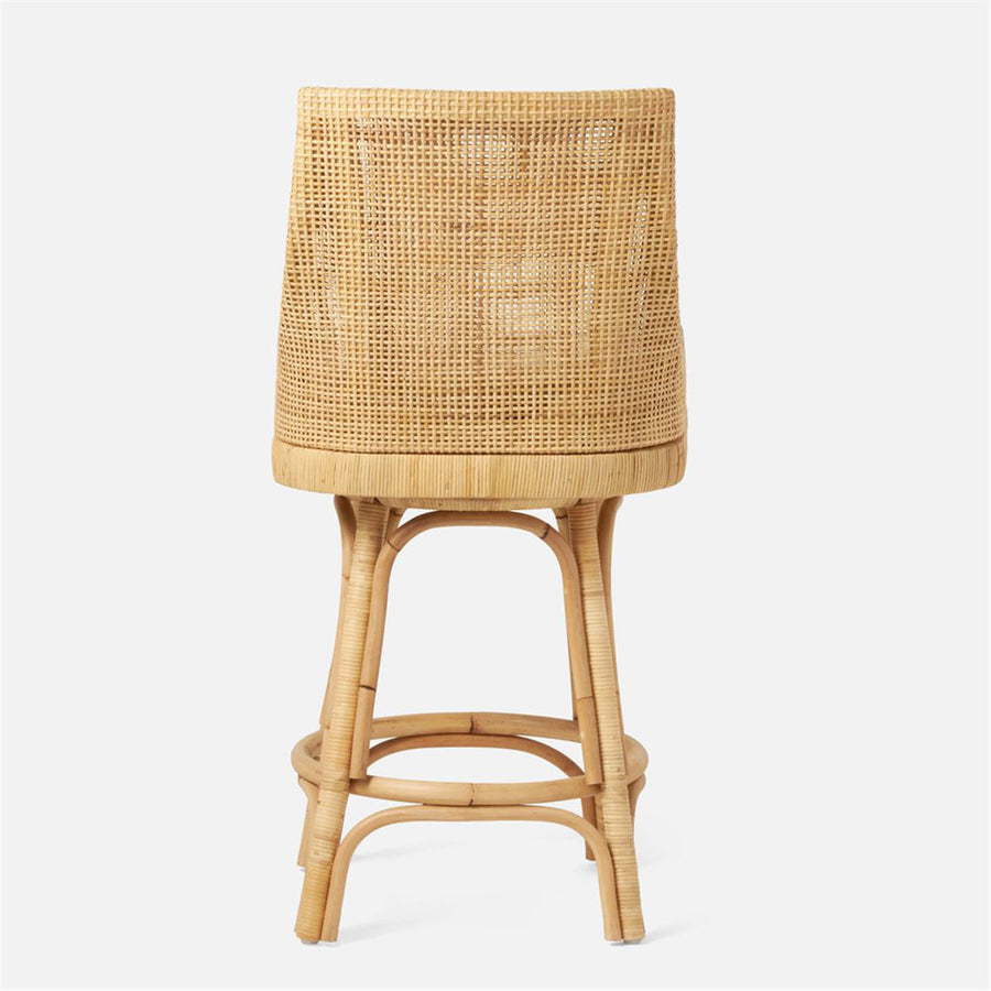 Made Goods Isla Woven Rattan Counter Stool in Lambro Boucle