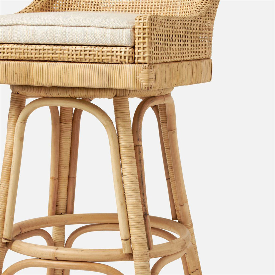 Made Goods Isla Woven Rattan Counter Stool in Klein Rayon/Cotton