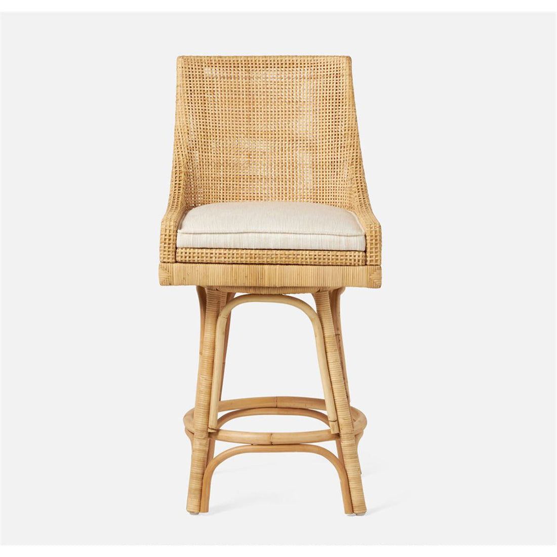 Made Goods Isla Woven Rattan Counter Stool in Klein Rayon/Cotton