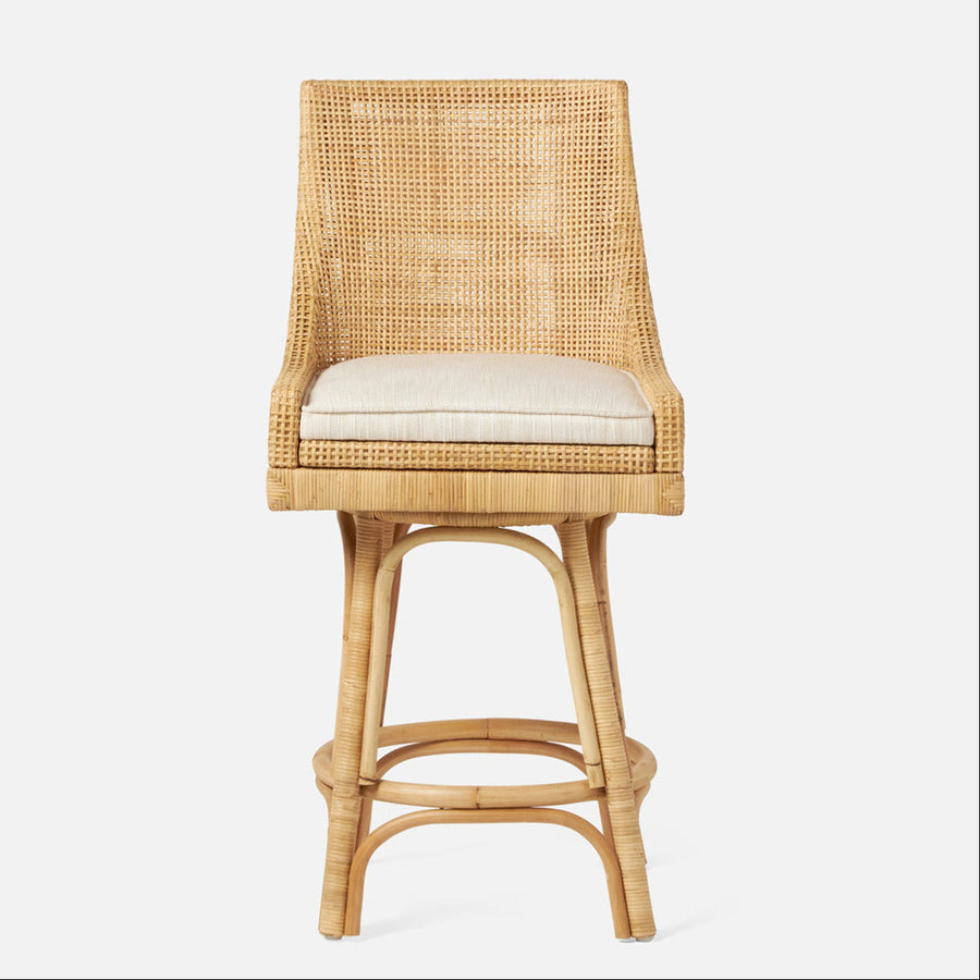 Made Goods Isla Woven Rattan Counter Stool in Danube Fabric