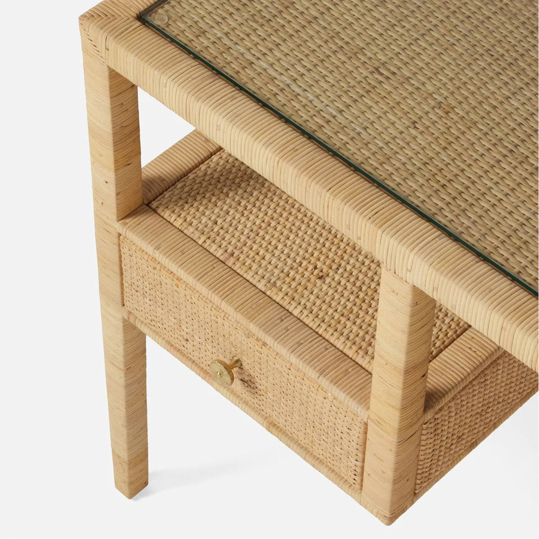 Made Goods Isla Woven Rattan Open Shelves Desk