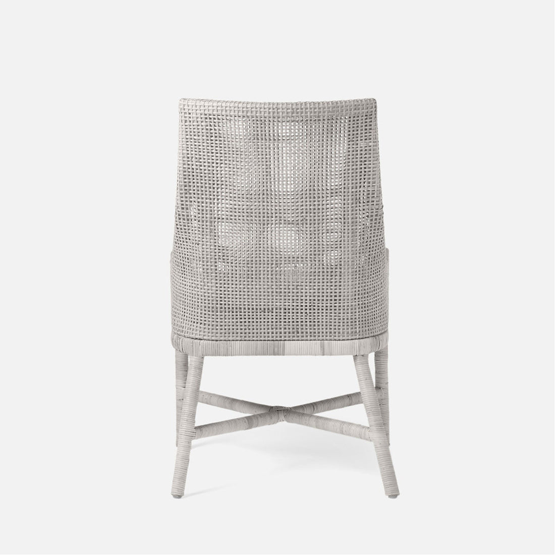 Made Goods Isla Woven Rattan Dining Chair in Marano Lambskin