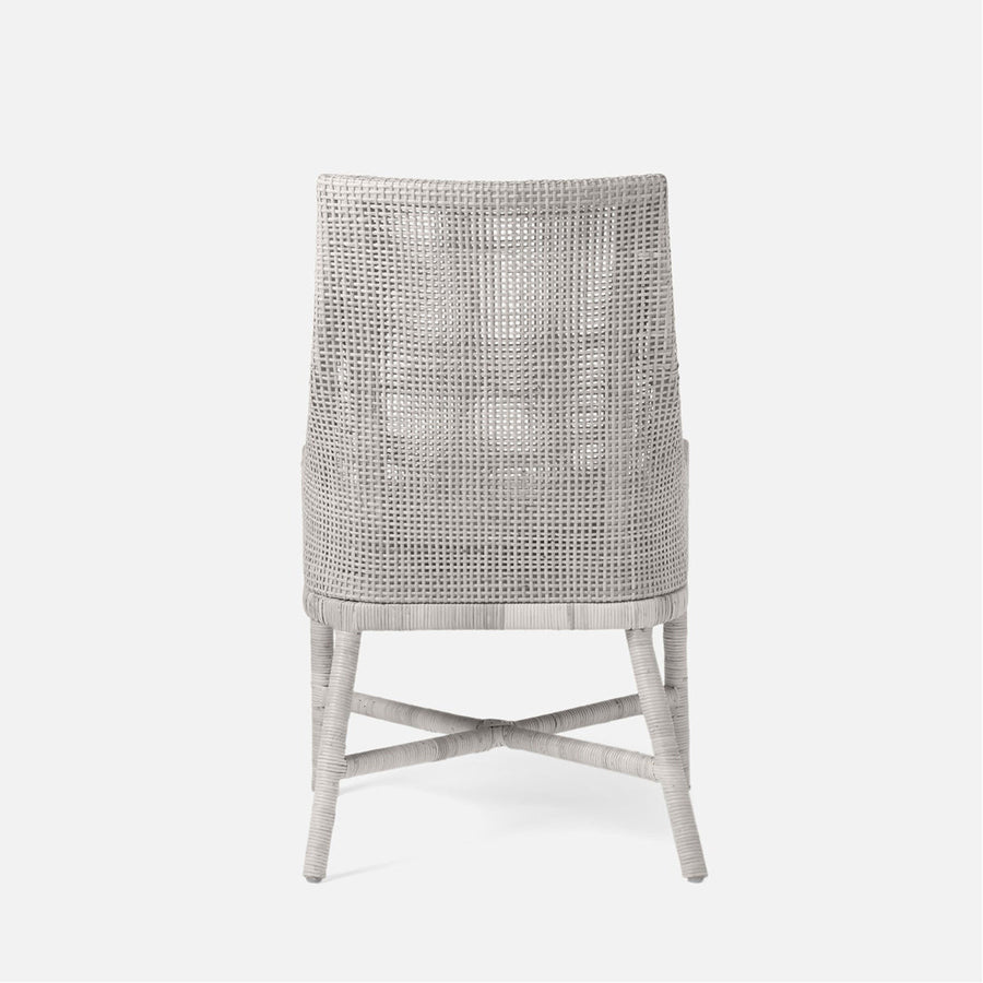 Made Goods Isla Woven Rattan Dining Chair in Rhone Leather