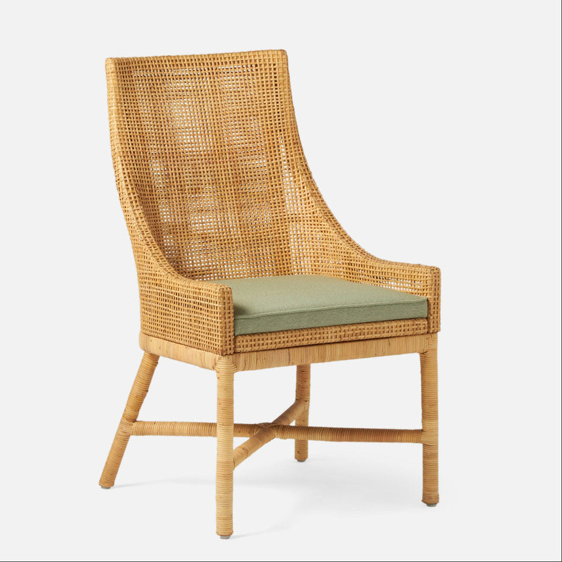 Made Goods Isla Woven Rattan Dining Chair in Alsek Fabric