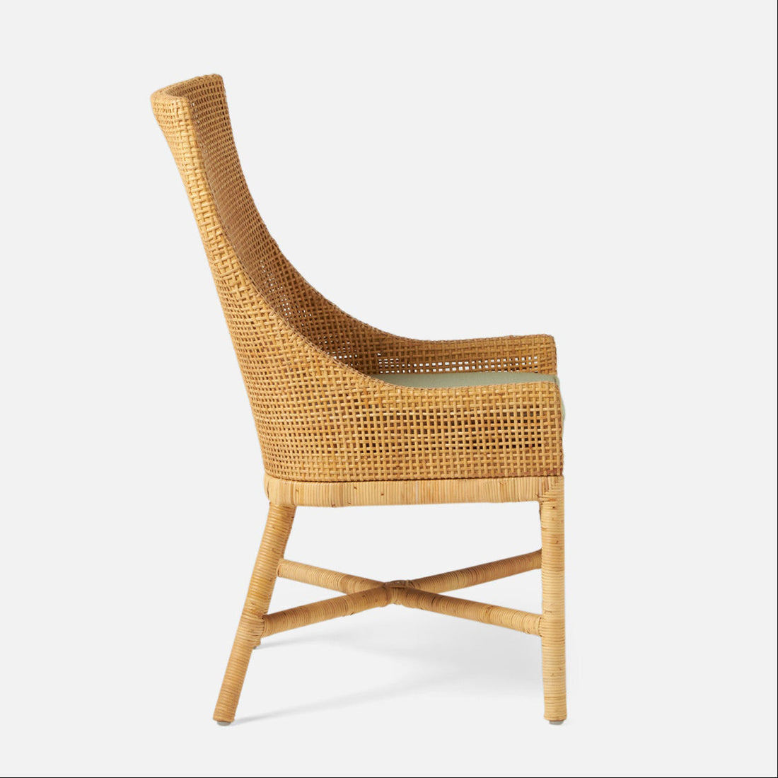 Made Goods Isla Woven Rattan Dining Chair in Marano Lambskin