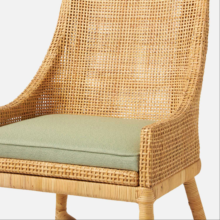 Made Goods Isla Woven Rattan Dining Chair in Danube Fabric