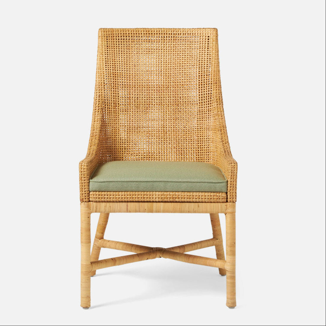 Made Goods Isla Woven Rattan Dining Chair in Clyde Fabric