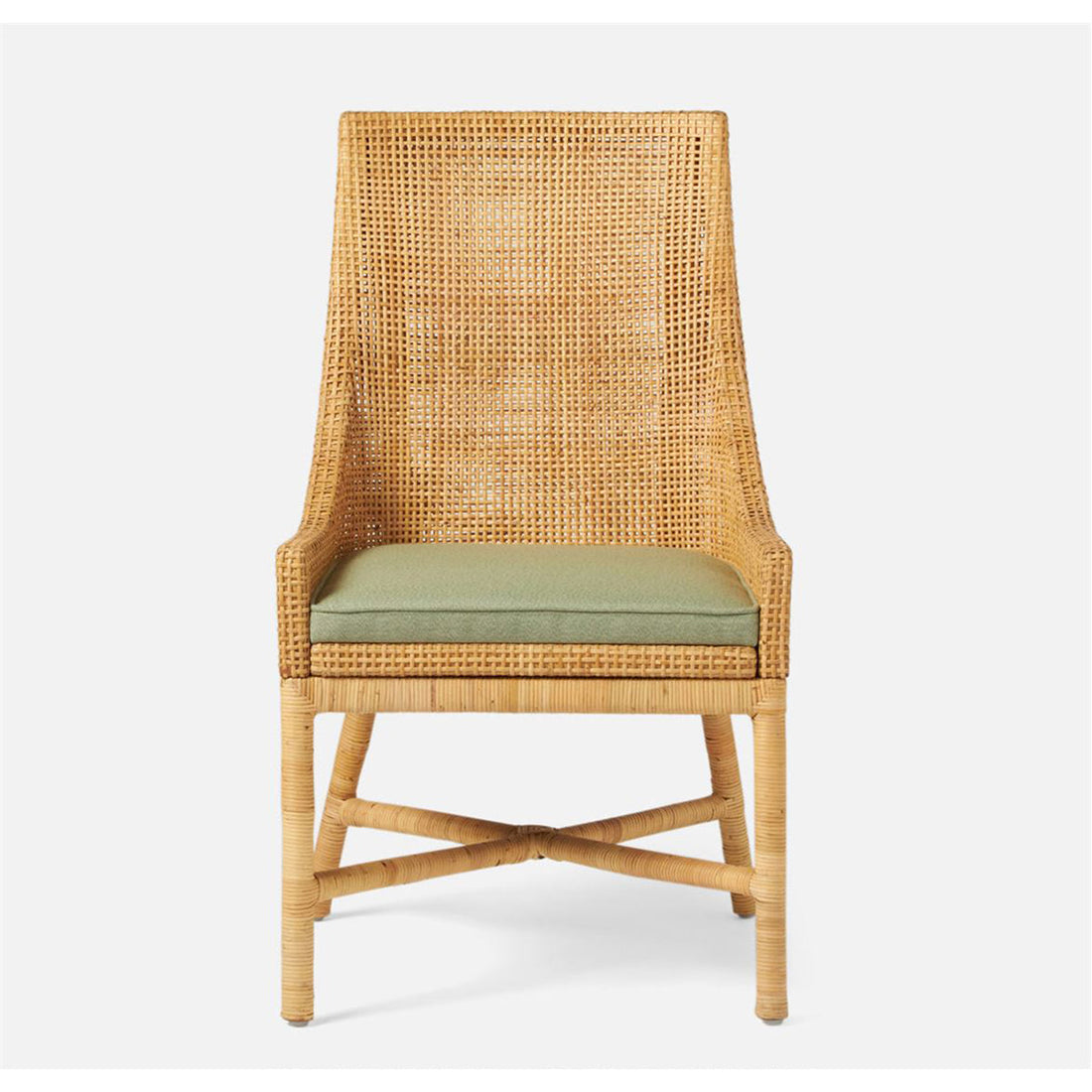 Made Goods Isla Woven Rattan Dining Chair in Klein Rayon/Cotton