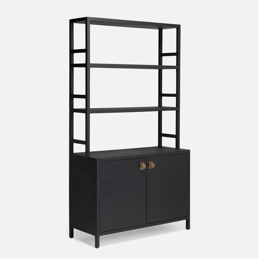 Made Goods Jake Faux Belgian Linen Bookcase with Hutch