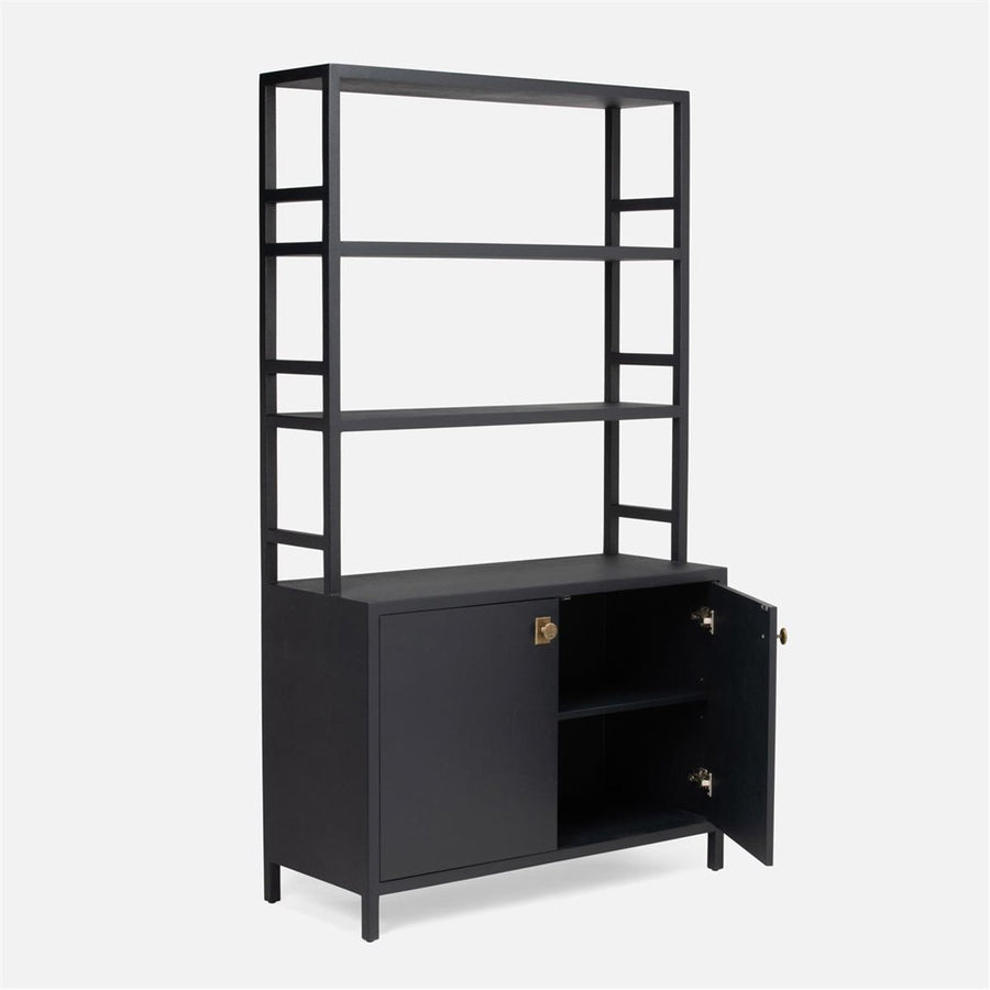 Made Goods Jake Faux Belgian Linen Bookcase with Hutch