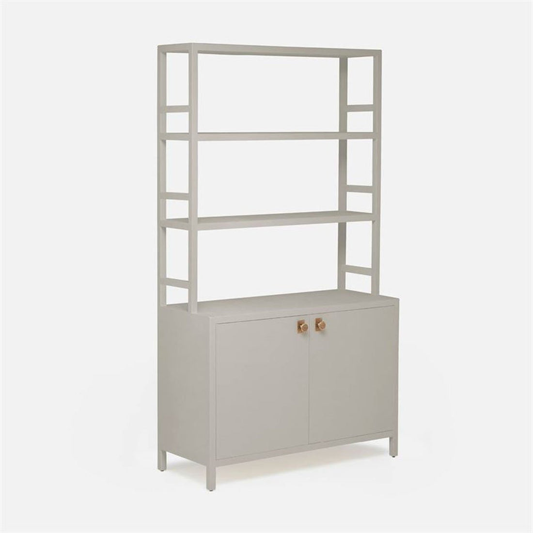 Made Goods Jake Faux Belgian Linen Bookcase with Hutch