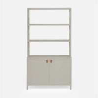 Made Goods Jake Faux Belgian Linen Bookcase with Hutch