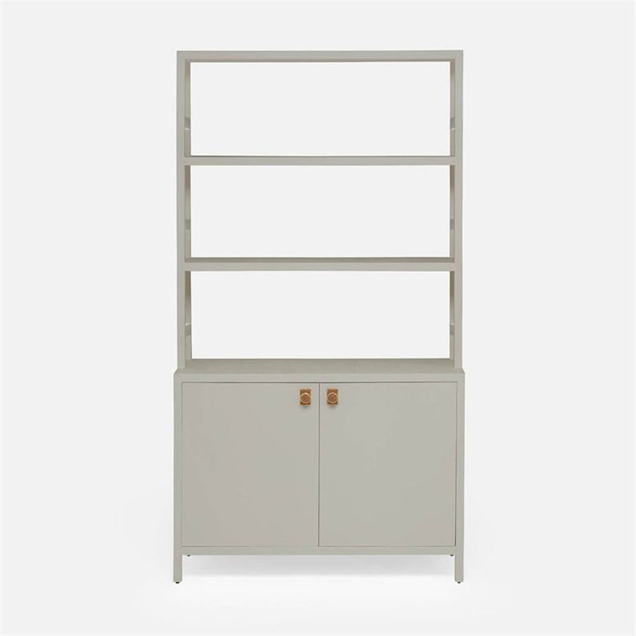 Made Goods Jake Faux Belgian Linen Bookcase with Hutch