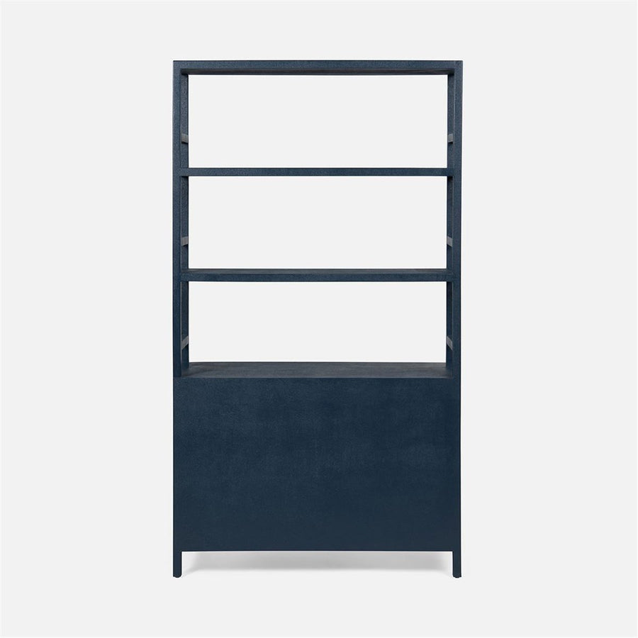 Made Goods Jake Faux Belgian Linen Bookcase with Hutch