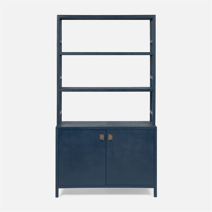 Made Goods Jake Faux Belgian Linen Bookcase with Hutch