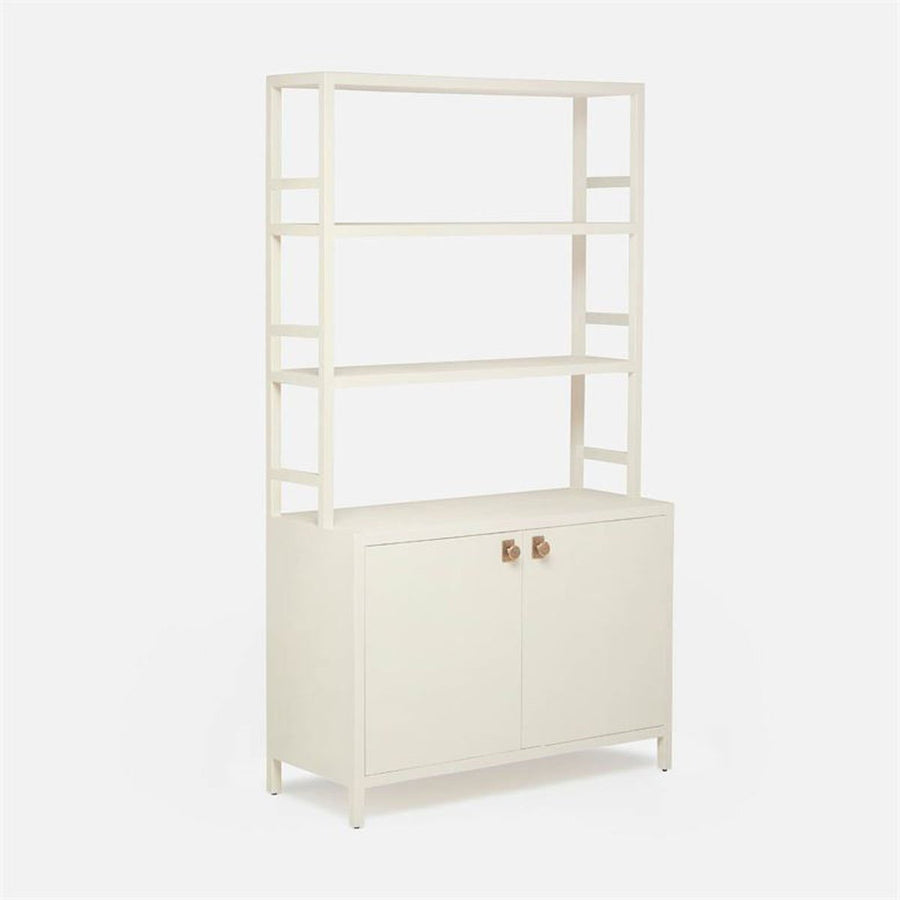 Made Goods Jake Faux Belgian Linen Bookcase with Hutch