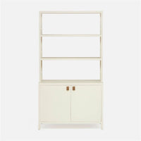 Made Goods Jake Faux Belgian Linen Bookcase with Hutch