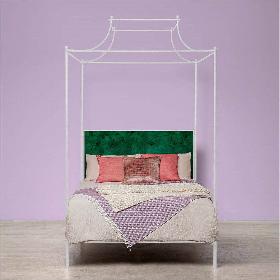 Made Goods Janelle Scalloped Iron Canopy Bed in Arno Fabric