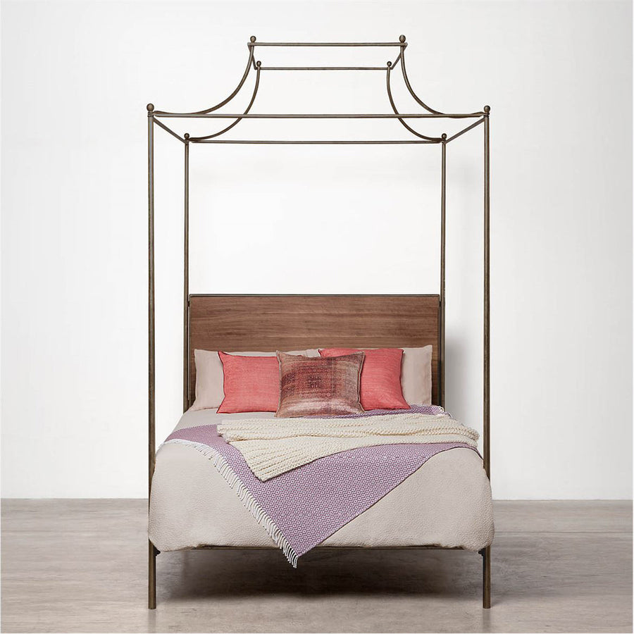 Made Goods Janelle Scalloped Iron Canopy Bed in Oak