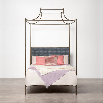 Made Goods Janelle Scalloped Iron Canopy Bed in Ettrick Cotton Jute