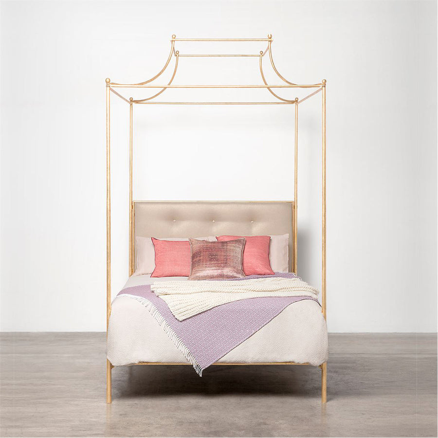 Made Goods Janelle Scalloped Iron Canopy Bed in Weser Fabric