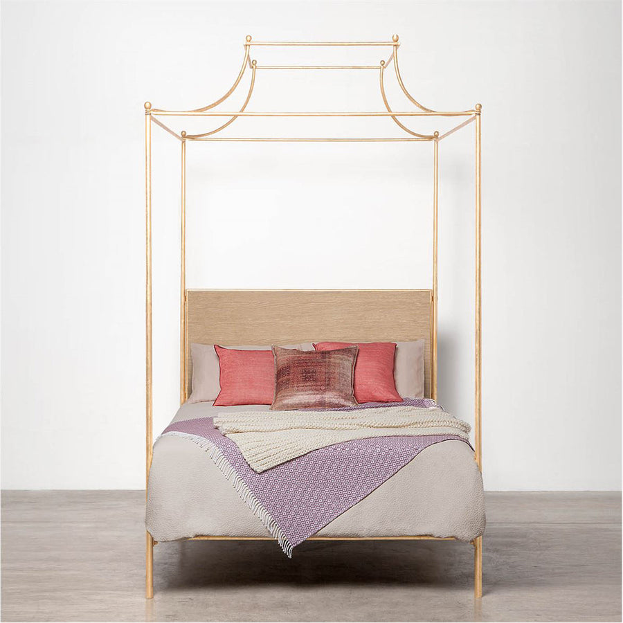 Made Goods Janelle Scalloped Iron Canopy Bed in Oak