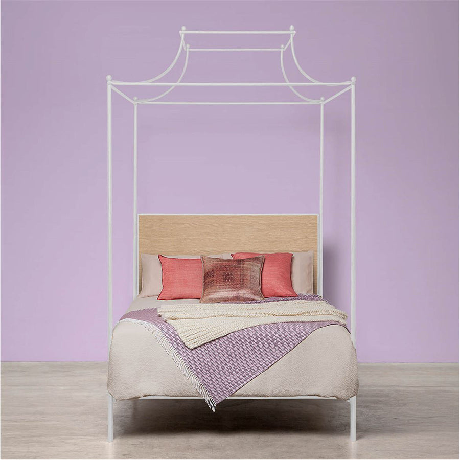 Made Goods Janelle Scalloped Iron Canopy Bed in Oak