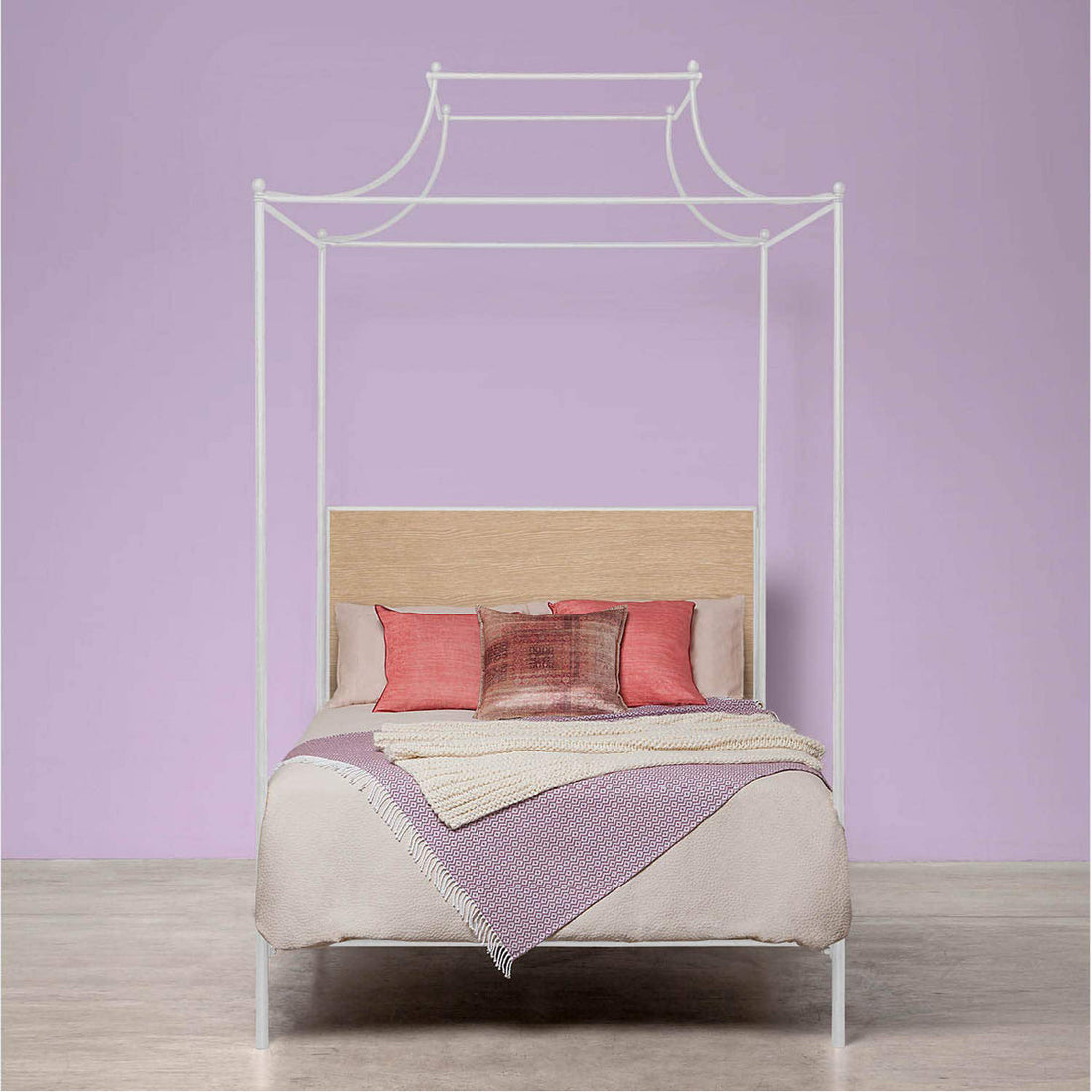 Made Goods Janelle Scalloped Iron Canopy Bed in Mondego Cotton Jute