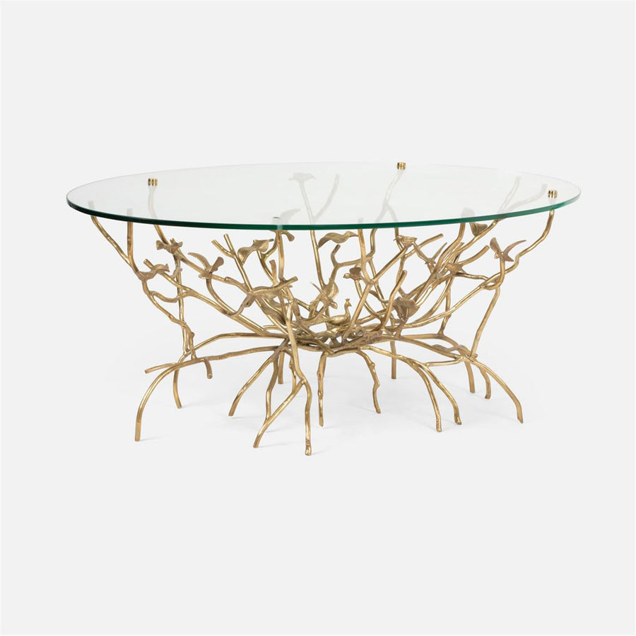 Made Goods Jerrah Brass Coffee Table with Glass Top