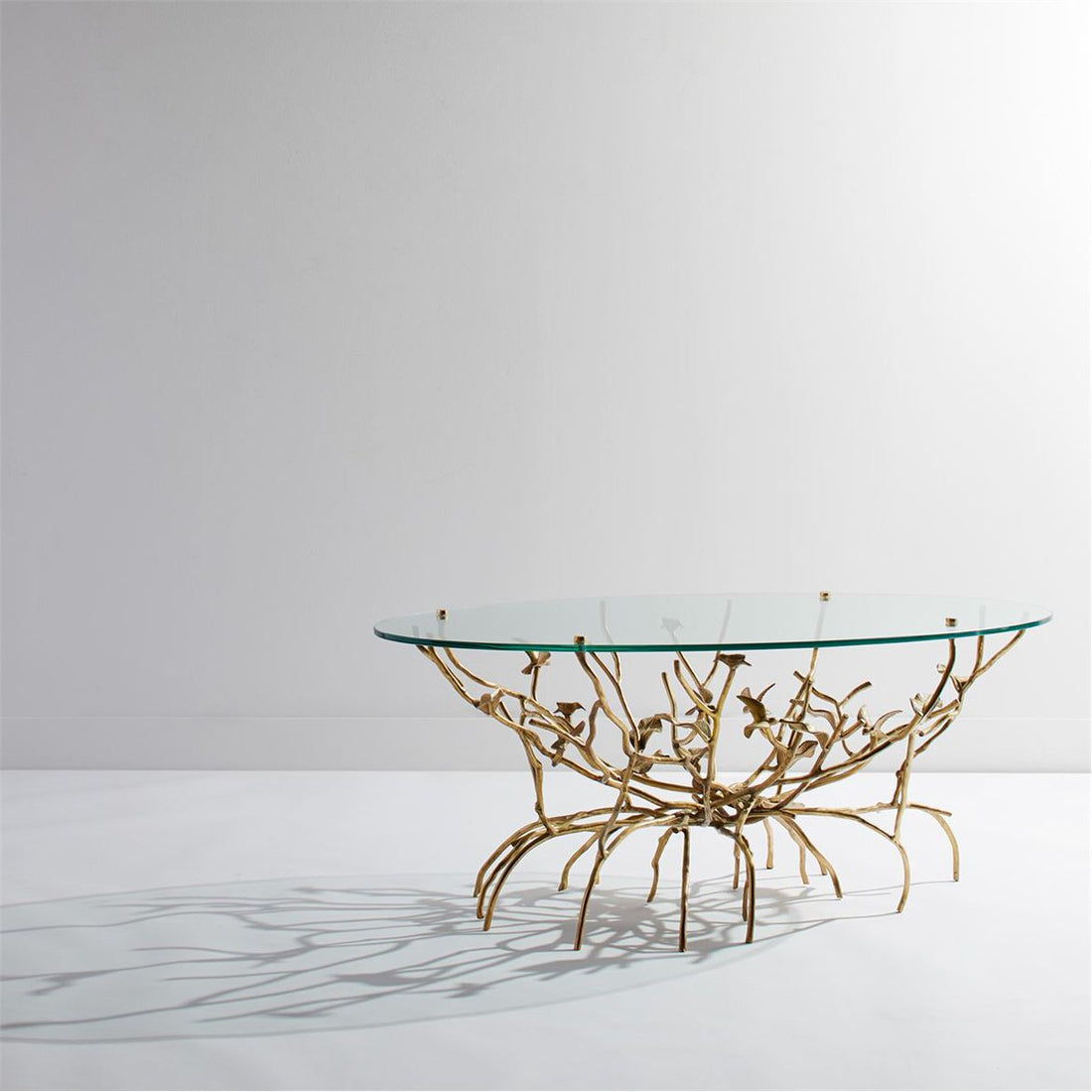 Made Goods Jerrah Brass Coffee Table with Glass Top