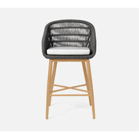 Made Goods Jolie Teak Outdoor Bar Stool in Alsek Fabric