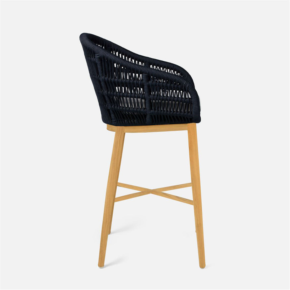 Made Goods Jolie Teak Outdoor Bar Stool in Pagua Fabric