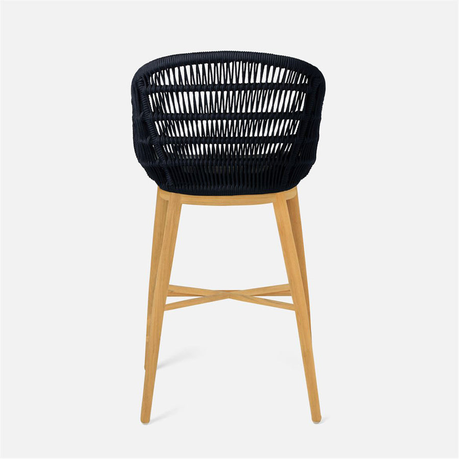 Made Goods Jolie Teak Outdoor Bar Stool in Volta Fabric