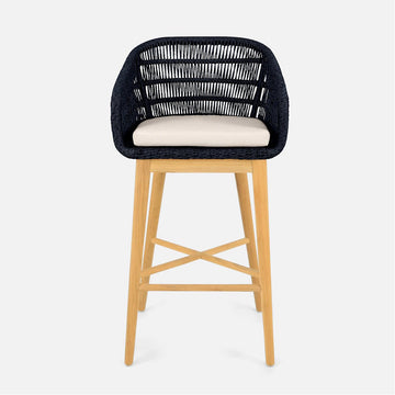 Made Goods Jolie Teak Outdoor Bar Stool in Weser Fabric