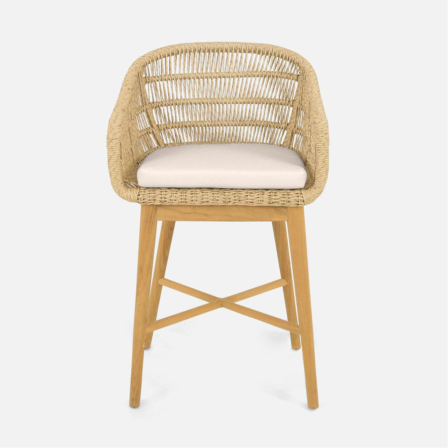 Made Goods Jolie Teak Outdoor Counter Stool in Pagua Fabric