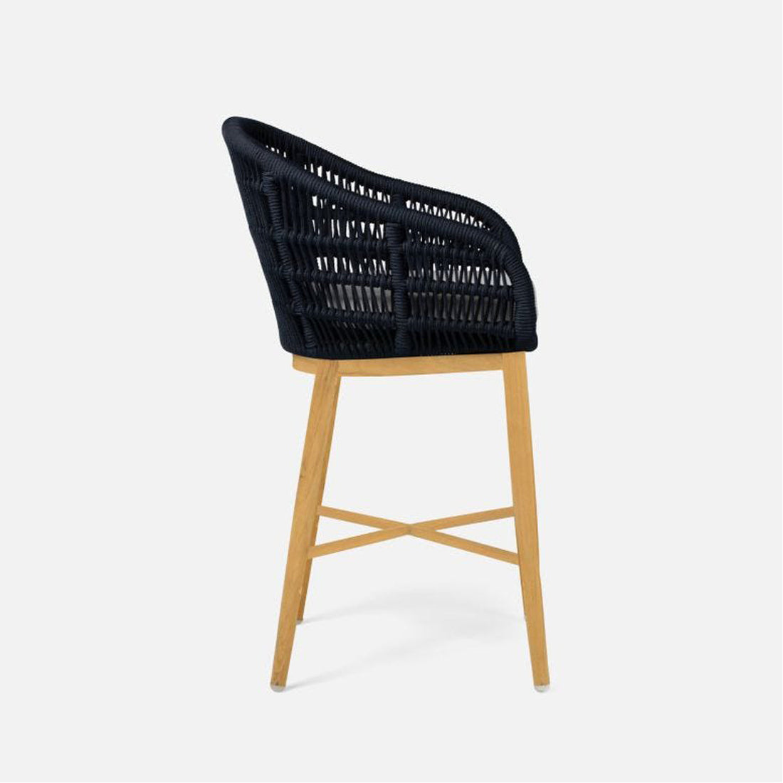 Made Goods Jolie Teak Outdoor Counter Stool in Alsek Fabric