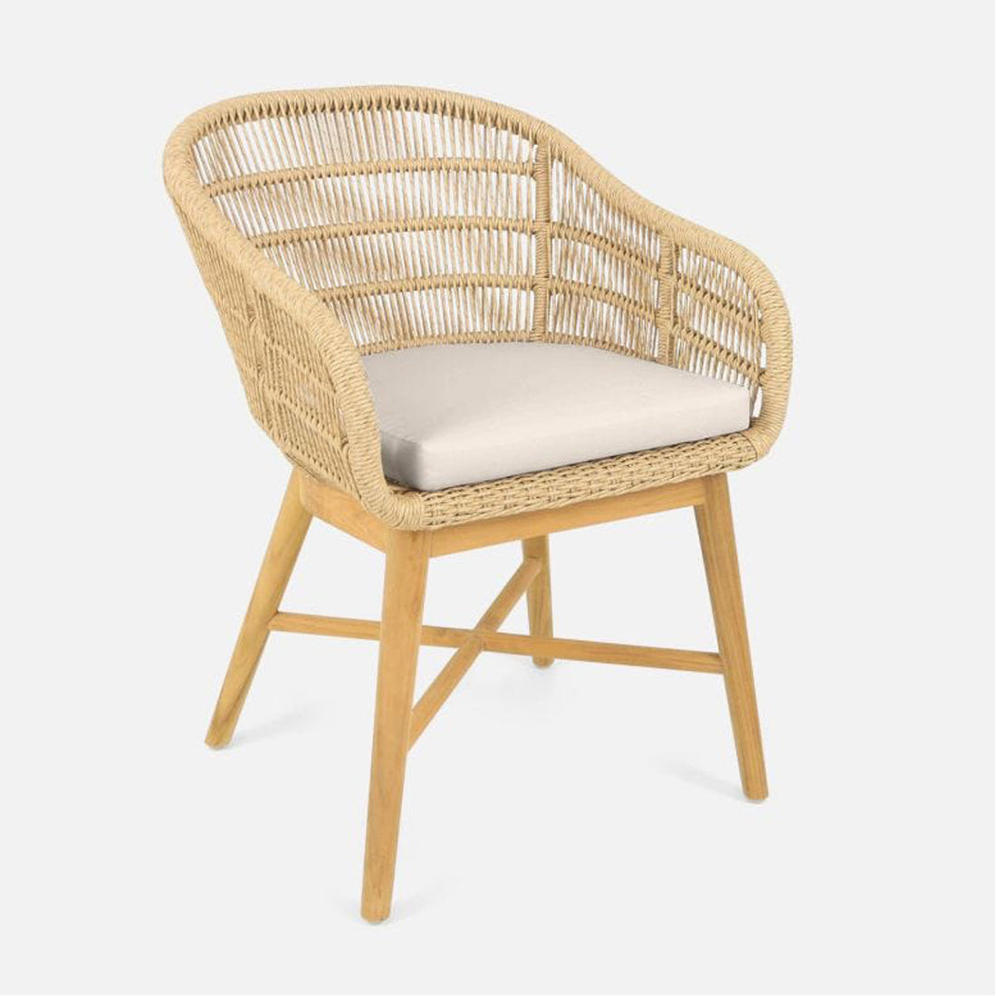 Made Goods Jolie Teak Outdoor Dining Chair in Volta Fabric